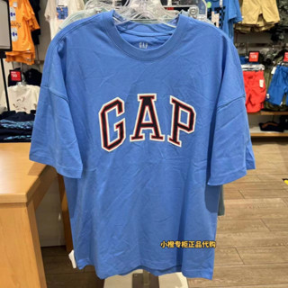 Gap เสื้อยืดแขนสั้นลําลอง ผ้าฝ้ายแท้ ทรงหลวม พิมพ์ลายโลโก้ แฟชั่นสําหรับผู้ชาย และผู้หญิง PL043