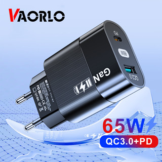 Vaorlo GaN ที่ชาร์จ USB 65W QC3.0 PD ชาร์จไว ปลั๊ก EU US คุณภาพ สําหรับติดผนัง