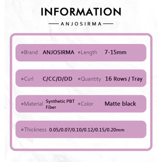 【💖จัดส่งภายใน 24 ชั่วโมง💖】ANJOSIRMA ใหม่ ขนตาปลอมธรรมชาติ 0.10/0.15/0.20C/D, ขนมิงค์เทียม นุ่ม 16 แถว