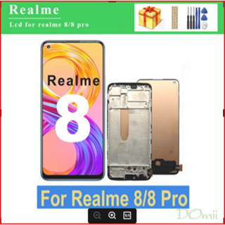 อะไหล่หน้าจอสัมผัส LCD 6.4 นิ้ว TFT OLED แบบเปลี่ยน สําหรับ Realme 8 4G RMX3085 Realme 8 Pro RMX3081