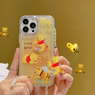 เคสโทรศัพท์มือถือ ลายการ์ตูนดิสนีย์ วินนี่ เดอะ พูห์ แต่งกลิตเตอร์ สําหรับ iPhone14 13 12 11 Pro MAX