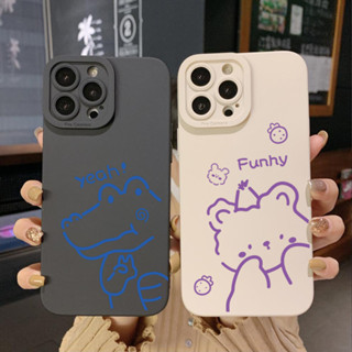 เคสโทรศัพท์มือถือ ขอบสี่เหลี่ยม ลายหมี สตรอเบอร์รี่ จระเข้ สําหรับ POCO X4 Pro M4 M3 Pro 5G X3 NFC GT F3 C55