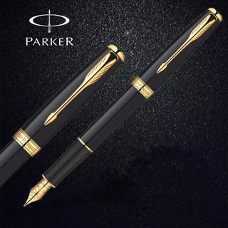 【แกะสลักฟรี + 1ink + 1Gift Box】Parker Sonnet Fountain Pen Frosted Black Rod Gold Clip Jewelry Pen High-End Signature Gifts