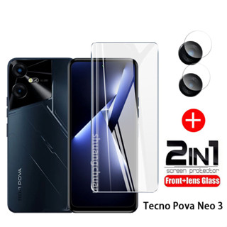 2 in 1 กระจกนิรภัยกันรอยหน้าจอ 3D HD เต็มจอ สําหรับ Tecno Pova 5 Tecno Pova Neo Pova 2 3 4