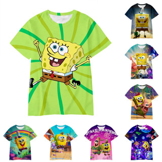 เสื้อยืดแขนสั้น พิมพ์ลาย SpongeBob สําหรับเด็กผู้ชาย