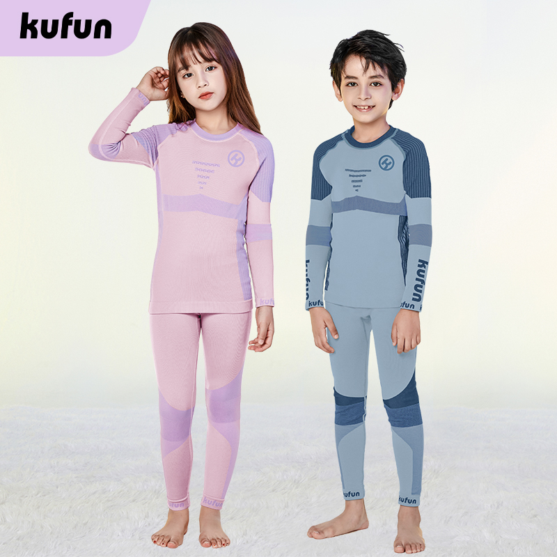 Kufun สกี แห้งเร็ว ชุดชั้นใน ความร้อน บีบอัด รัดรูป ชุดชั้นในเด็ก กลางแจ้ง ปีนเขา เหงื่อ ระบายอากาศ ชุด
