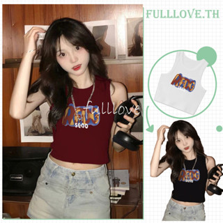 Fulllove ​เสื้อกล้ามไหมพรม ผ้านิ่มสีพาสเทลใส่สบายมากน่ารัก Y2K crop top