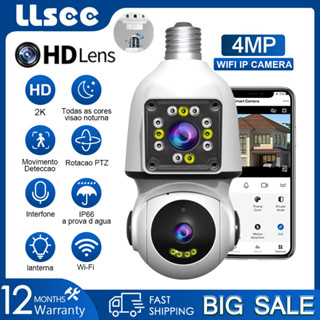 LLSEE 4MP 2K กล้องวงจรปิดไร้สายบ้าน wifi ความปลอดภัยกล้อง E27 หลอดไฟ Night Vision ที่มีสีสันการติดตามอัตโนมัติพูดคุยสองทาง