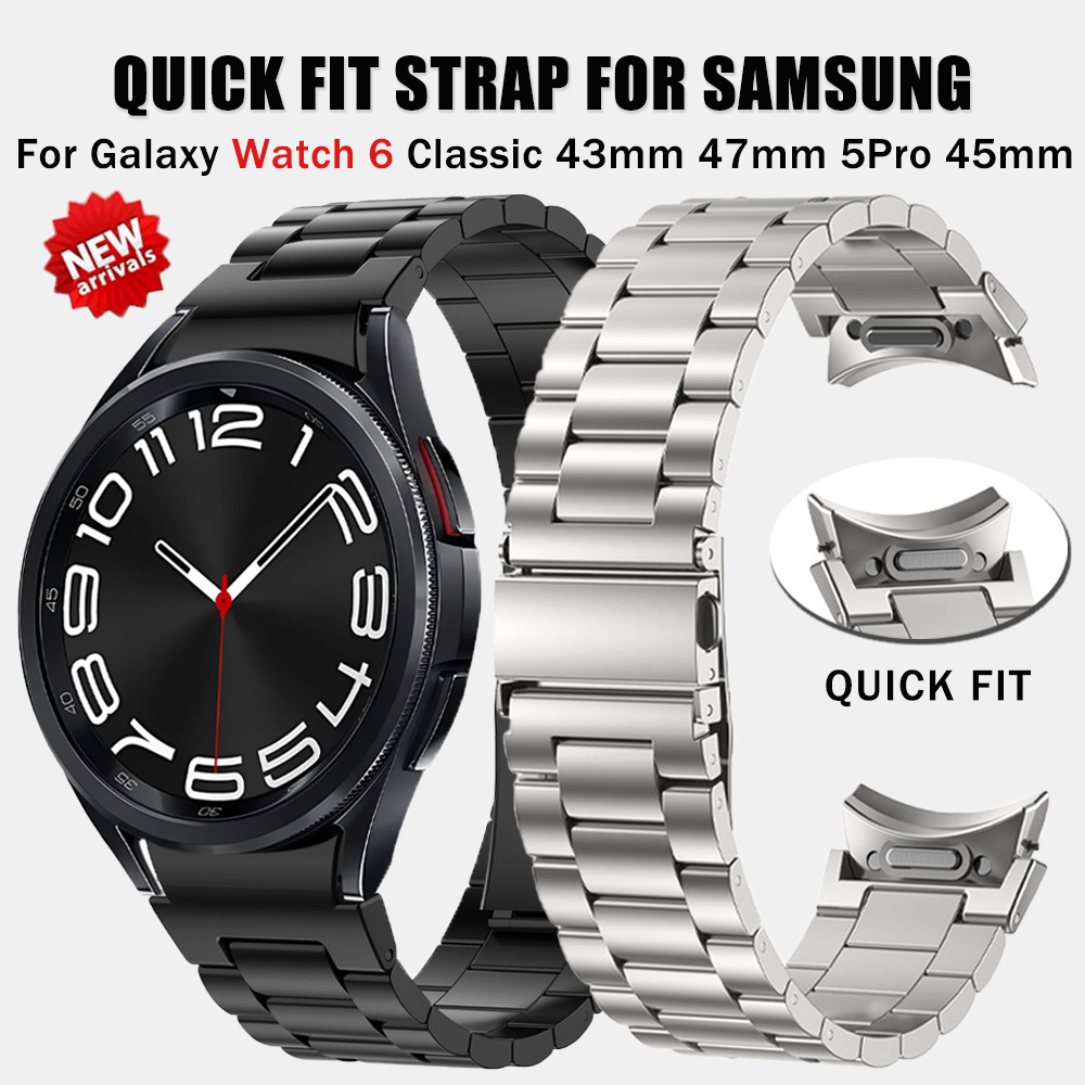สายนาฬิกาข้อมือสมาร์ทวอทช์ สเตนเลส โลหะ ปลดเร็ว สําหรับ Samsung Watch 6 Classic Strap