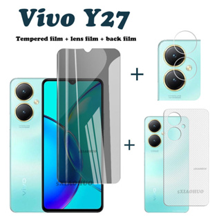 3in1 Vivo Y27 ฟิล์มกระจกนิรภัยกันรอยหน้าจอ และฟิล์มกันรอยด้านหลัง เพื่อความเป็นส่วนตัว กันแอบส่อง สําหรับ Vivo Y27 Vivo Y27