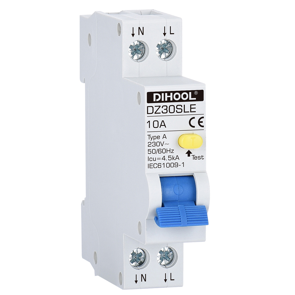 สวิตช์วงจรเบรกเกอร์ ป้องกันการรั่วไหล 18 มม. A RCBO RCD ELCB 1P-N 30mA MCB