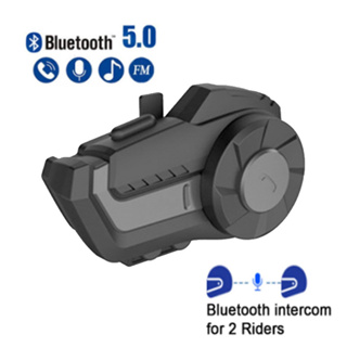 Hy-1001 ชุดหูฟังอินเตอร์คอมหมวกกันน็อค บลูทูธ 5.0 800M 2 พร้อมไมโครโฟน FM สําหรับรถจักรยานยนต์ 2 ชิ้น