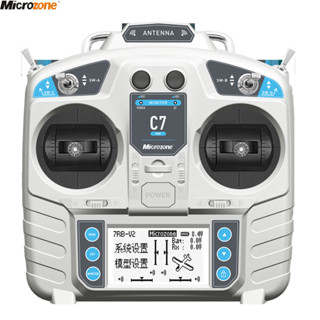 Microzone MC7 C7 MINI 2.4G เครื่องส่งสัญญาณควบคุม พร้อมตัวรับสัญญาณวิทยุ MC8RE สําหรับโดรน เฮลิคอปเตอร์ เครื่องบินบังคับ