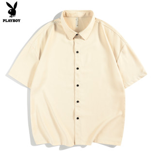 PLAYBOY เสื้อเชิ้ตลําลอง ทรงหลวม แฟชั่นฤดูร้อน สําหรับผู้ชาย