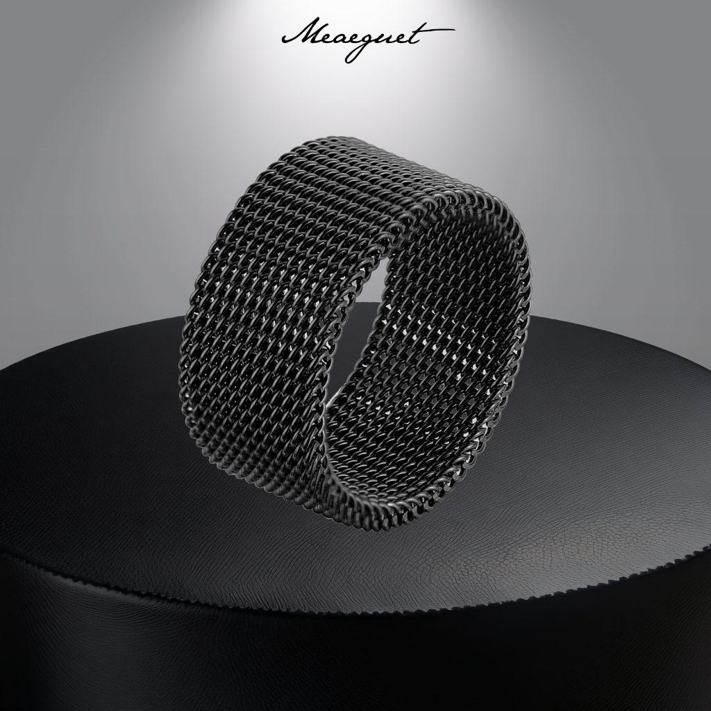 Meaeguet Mens Modern Stainless Steel Mesh Band Ring Mesh Band For Men Women Jewelry