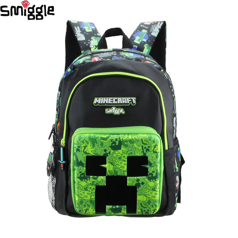 SMIGGLE ลักลอบออสเตรเลียที่มีคุณภาพสูงเดิม มายคราฟ เด็กกระเป๋านักเรียนชายการ์ตูนเด็กกระเป๋าเป้สะพายหลังเด็กกระเป๋ากันน้ํา16นิ้ว*&--*