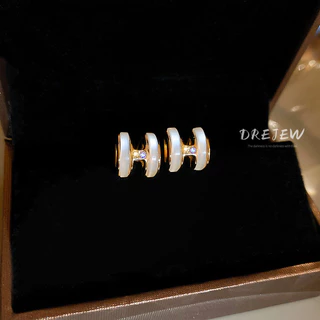 DREJEW 925 เข็มเงิน จี้รูปตัวอักษร ประดับเพทาย สไตล์เกาหลี เรียบง่าย กันแพ้ ต่างหูเกาหลี