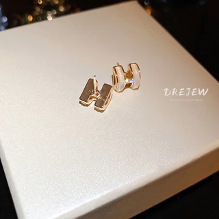 DREJEW 925 เข็มเงิน จี้รูปตัวอักษร ประดับเพทาย สไตล์เกาหลี เรียบง่าย กันแพ้ ต่างหูเกาหลี