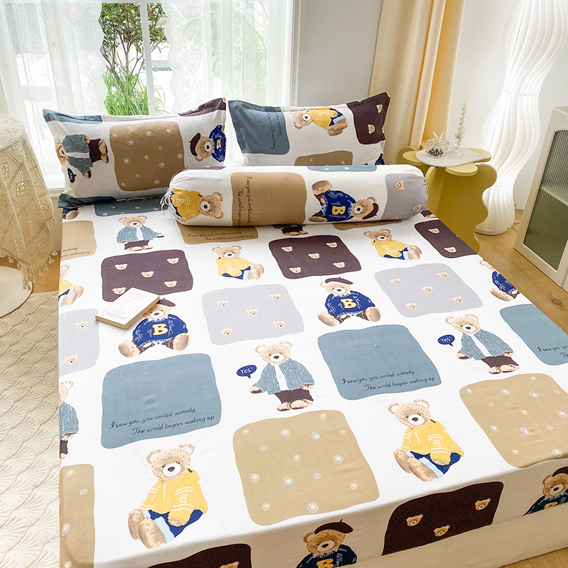 Dansunreve ผ้าปูที่นอน bed sheet 5ฟุต 6ฟุต ปลอกหมอน แบบนิ่ม พิมพ์ลายสัตว์ แมวน่ารัก สําหรับเตียงเดี่ยว