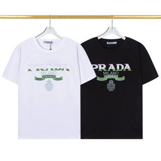 Prad เสื้อยืดแขนสั้น คอกลม ผ้าฝ้าย ปักลาย 270 กรัม แฟชั่นสําหรับผู้ชาย และผู้หญิง