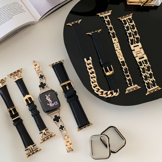 สายนาฬิกาข้อมือ สีทอง ดํา หรูหรา แบบเปลี่ยน สําหรับ Watch Series9 8 8 Series7 6 5 4 3 2 1,se, se2, Ultra Strap Size 49 มม. 38 มม. 40 มม. 41 มม. 42 มม. 44 มม. 45 มม.
