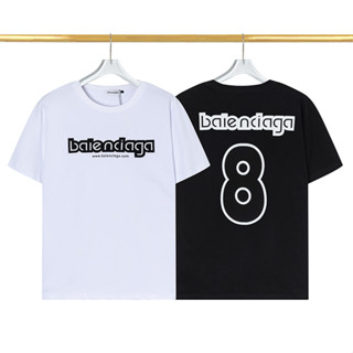 Balenciag เสื้อยืดคอกลม แขนสั้น ผ้าฝ้าย พิมพ์ลาย แฟชั่น สําหรับผู้ชาย และผู้หญิง