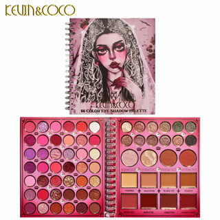 KEVIN&amp;COCO 66สี  พาเลตต์อายแชโดว์ โฮโลแกรม เนื้อแมตต์ แวววาว ติดทนนาน กันน้ํา สีสันสดใส 66/70/74/102/110 สี