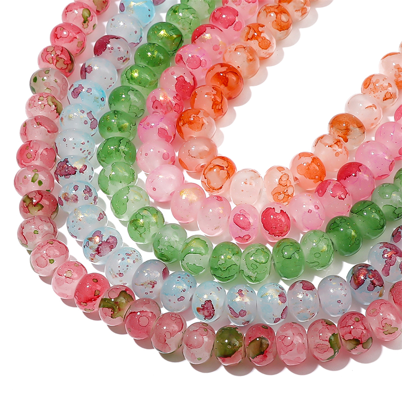 10x8 มม.30 ชิ้น/ถุง Multicolor แก้ว Halo Stained Abacus ลูกปัดสําหรับสร้อยข้อมือสร้อยคอต่างหู DIY Jewellery Craft ทําอุปกรณ์เสริม