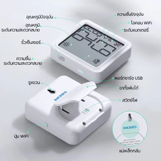 Inkbird IBS-TH3 Plus เครื่องวัดอุณหภูมิความชื้น WiFi เครื่องวัดความชื้น ในร่ม เซนเซอร์ความชื้น พร้อมจอแสดงผลแอพ รีโมตคอนโทรล