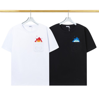 L0ewe เสื้อยืด คอกลม แขนสั้น ผ้าฝ้าย ปักลาย แฟชั่น สําหรับผู้ชาย และผู้หญิง