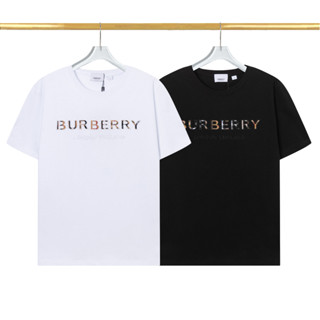 เสื้อยืดคอกลม แขนสั้น ผ้าฝ้าย ปักลาย Burberr แฟชั่นสําหรับผู้ชาย และผู้หญิง