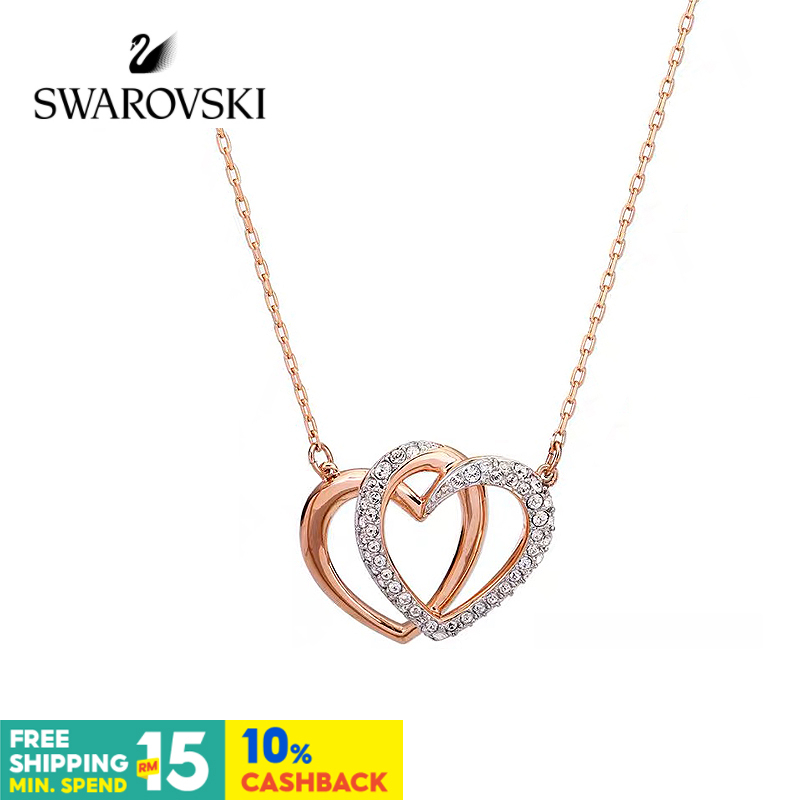 พร้อมส่ง!!!Swarovski สร้อยคอโซ่ จี้รูปหัวใจคู่ สไตล์ใหม่ ของขวัญวันวาเลนไทน์ สําหรับผู้หญิง
