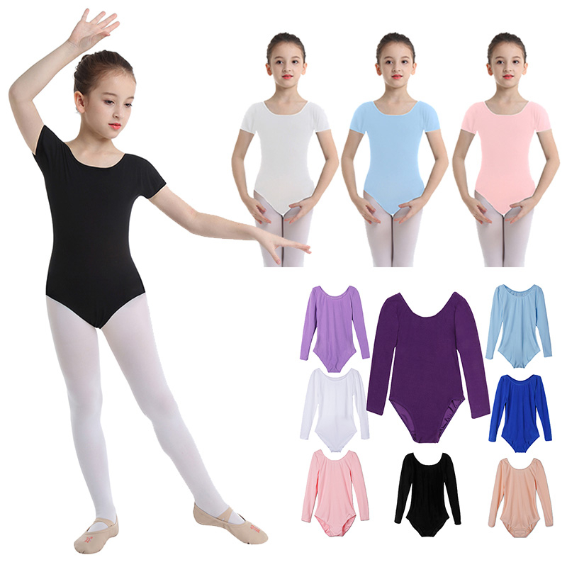 เด็กผู้หญิงแขนสั้นยืดยิมบัลเล่ต์เต้นรํา Leotard Dancewear