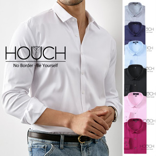 Houch พร้อมส่ง COD เสื้อนักศึกษาชายแขนยาวชาย สีขาว เสื้อเชิ้ตแขนยาวเข้ารูป เสื้อนักศึกษาชายแขนสั้น-แขนยาว ทรงเข้ารูป เสื้อเชิ้ตแขนยาวลําลอง แฟชั่นฤดูร้อน