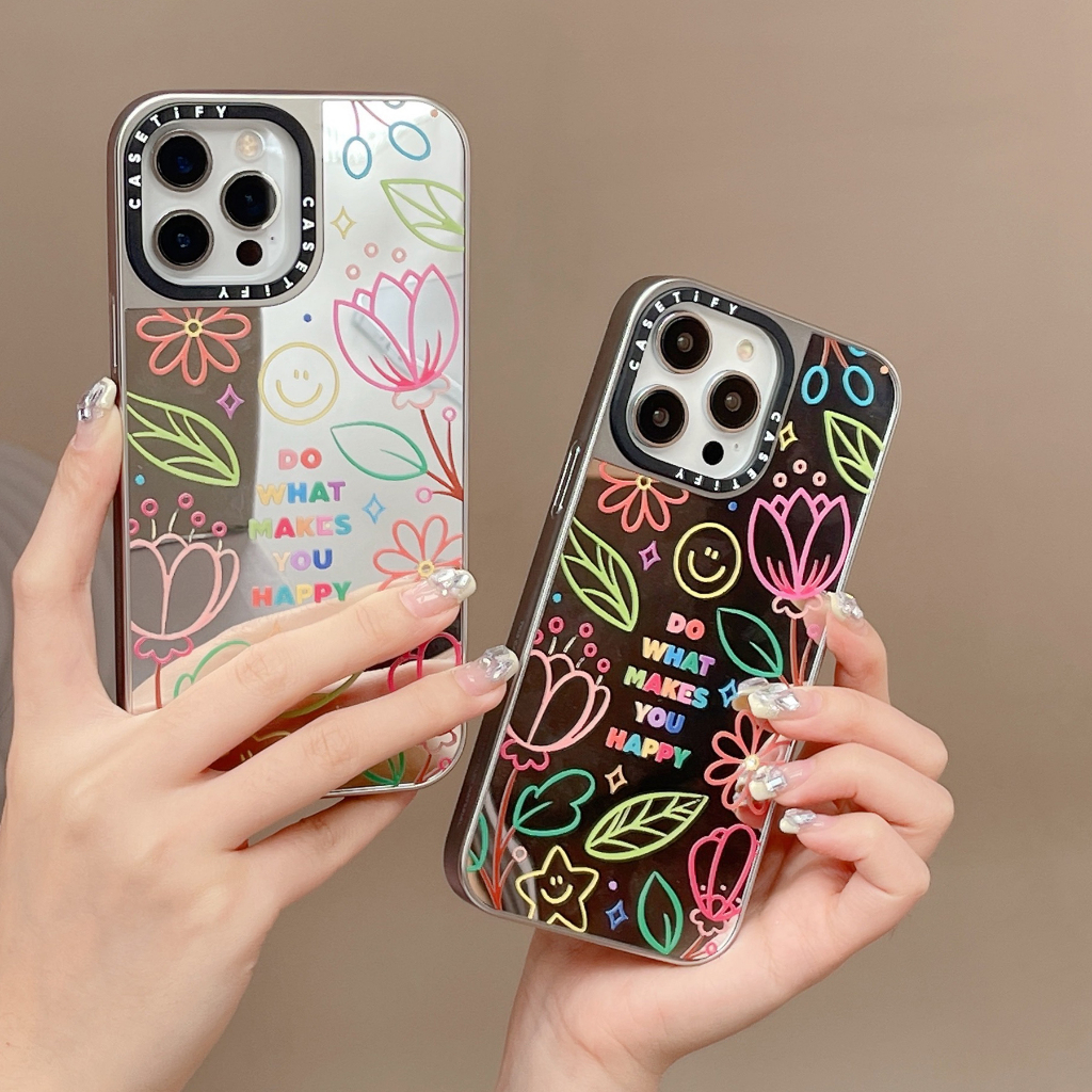 สําหรับiPhone 15 Casetifyดอกไม้กระจกเคสโทรศัพท์สําหรับIP 14 13 12 11 Pro Max 14 Plusน่ารักป้องกันกล้