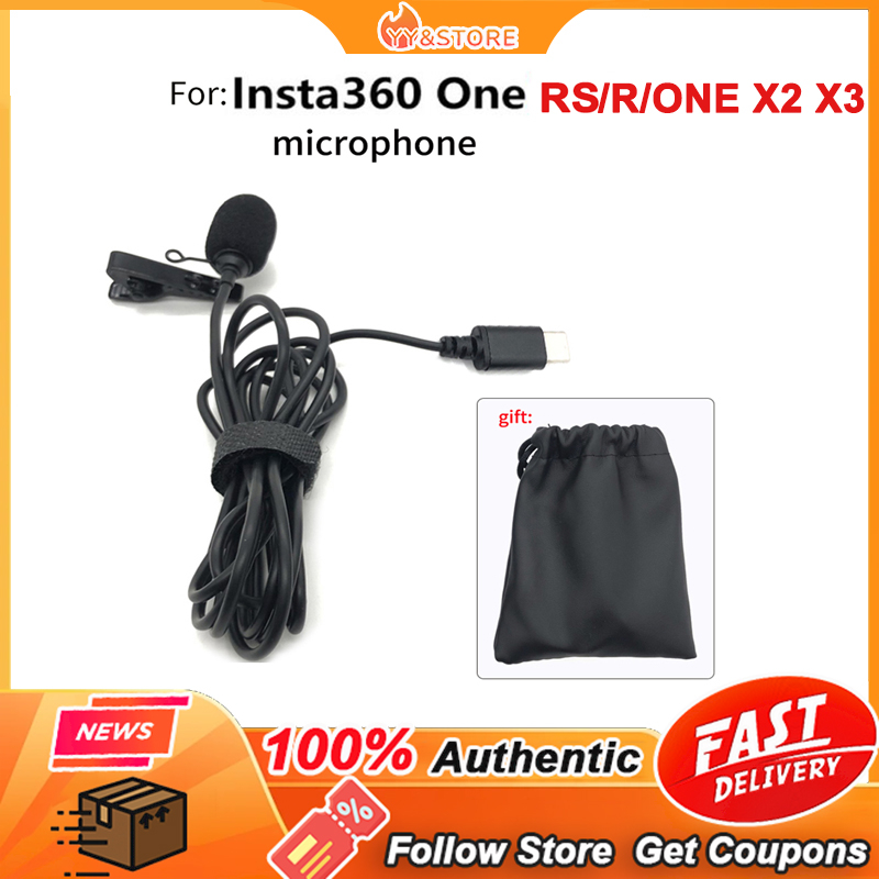 Insta360 X3 ONE X2 ONE R/RS Type-C ไมโครโฟน ลดเสียงรบกวน อุปกรณ์เสริมกล้อง สําหรับ Insta 360 ONE X2 X3 R/RS
