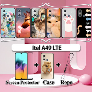 2 IN 1 เคสเซรามิค ทรงโค้ง พร้อมกระจกนิรภัยกันรอยหน้าจอ สําหรับ Itel A49 LTE