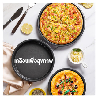[คลังสินค้าใส]กระทะเหล็กคาร์บอนทรงกลมสําหรับอบพิซซ่าเตาอบไมโครเวฟ 9 นิ้ว