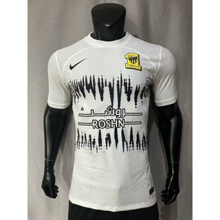 เสื้อกีฬาแขนสั้น ลายทีมชาติฟุตบอล Jeddah United White Away Player Edition 2023 2024 ชุดเหย้า