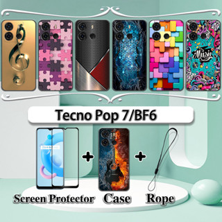 2 IN 1 เคสเซรามิค หน้าจอโค้ง พร้อมกระจกนิรภัย สําหรับ Tecno Pop 7 BF6