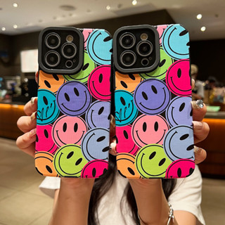 ใหม่ เคสโทรศัพท์มือถือ ซิลิโคน กันกระแทก ลายหน้ายิ้ม หลากสี สําหรับ iPhone 14promax 14 13 13pro 12 11 11promax xr 7