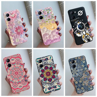 เคสโทรศัพท์มือถือ ซิลิโคนนิ่ม TPU ลายนักบินอวกาศ ดอกไม้ สําหรับ Realme C33 4G RMX3624 RealmeC33 C 33 2023