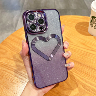 เคสโทรศัพท์มือถือ ชุบไฟฟ้า ลายหัวใจ พร้อมกระดาษแข็ง สีชมพู สําหรับ iphone 14 15 Pro Max 14Pro 15Promax 15Pro 14promax