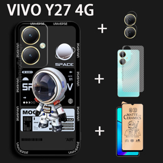 4in1 เคสโทรศัพท์ VIVO Y27 ฟิล์มป้องกันเซรามิก + ฟิล์มเลนส์ + ฟิล์มด้านหลัง วิศวกรรมอวกาศ นักบินอวกาศ เคสโทรศัพท์ TPU นิ่ม กันกระแทก