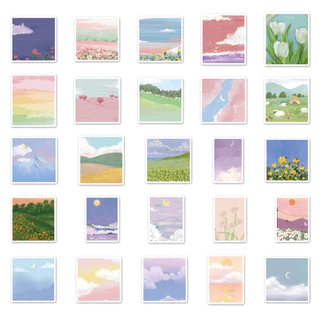 100 ชิ้น Ins สไตล์ทิวทัศน์ที่สวยงามสติกเกอร์ Home Decal สติกเกอร์กันน้ําสําหรับแล็ปท็อป/โทรศัพท์/หมวกกันน็อก/มอเตอร์/รถ DIY Creative Graffiti สติกเกอร์