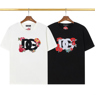 D&amp;g เสื้อยืด คอกลม แขนสั้น ผ้าฝ้าย ปักลาย แฟชั่น สําหรับผู้ชาย และผู้หญิง