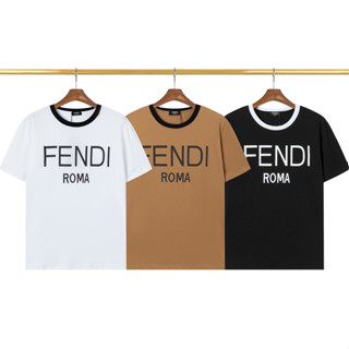 Fend1 เสื้อยืดคอกลม แขนสั้น ผ้าฝ้าย พิมพ์ลาย แฟชั่น สําหรับผู้ชาย และผู้หญิง