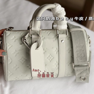 Keepall กระเป๋าถือ กระเป๋าสะพายไหล่ หนังแท้ ทรงหมอน สําหรับผู้ชาย