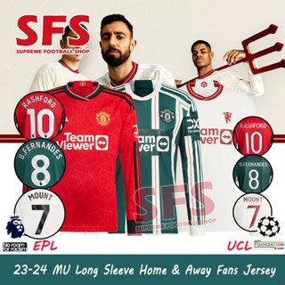 【SFS】เสื้อกีฬาแขนยาว ลายทีมชาติฟุตบอล MU 23-24 สีแดง ไซซ์ S-3XL คุณภาพสูง สําหรับผู้ชาย