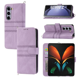 เคสหนัง ฝาพับแม่เหล็ก พร้อมช่องใส่บัตร อเนกประสงค์ สําหรับ Samsung galaxy Z Fold 5 4 3 2 Fold5